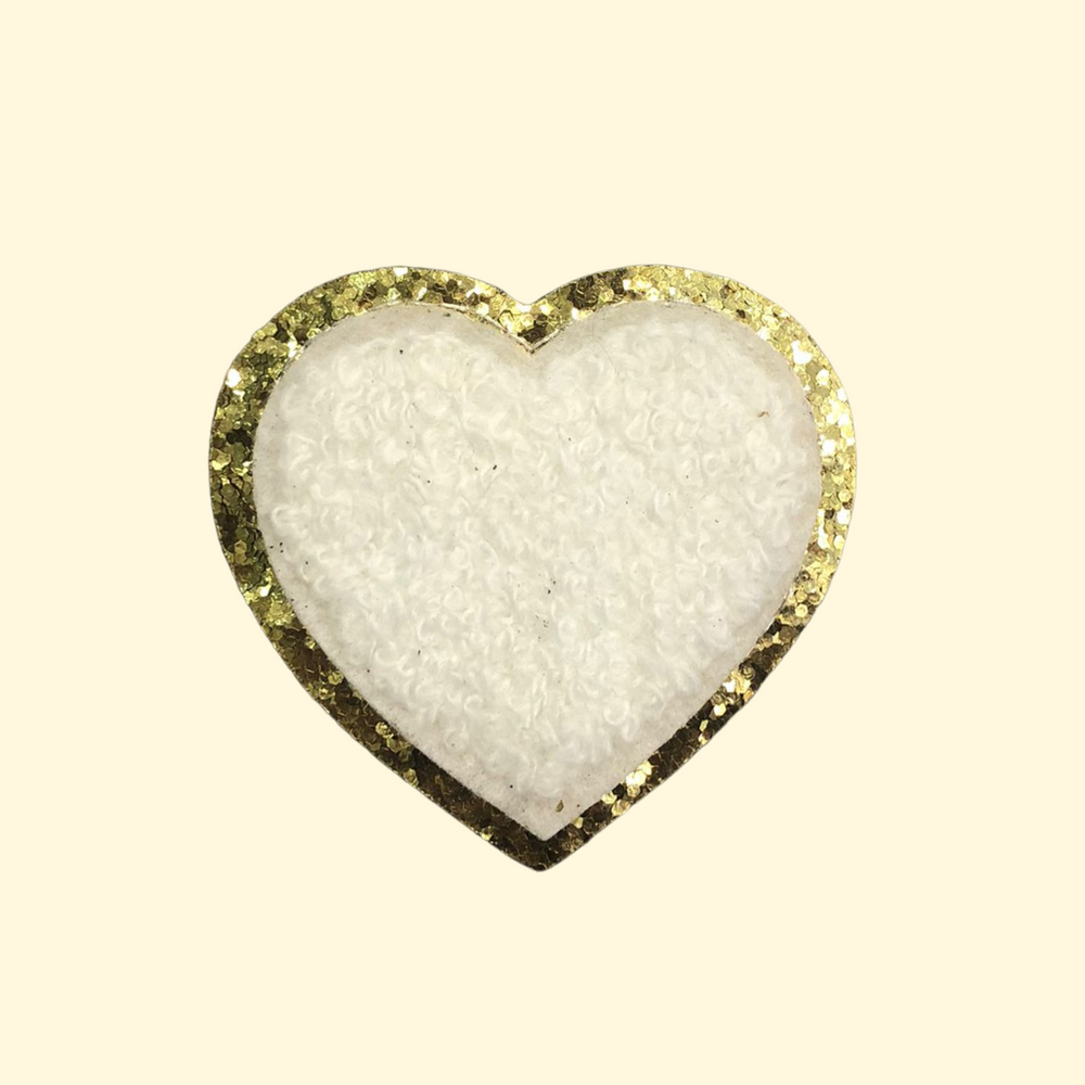 Mini Hearts Gold Rim Iron On Patches and Sticker