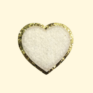 
            
                Load image into Gallery viewer, Mini Hearts Gold Rim Iron On Patches and Sticker
            
        