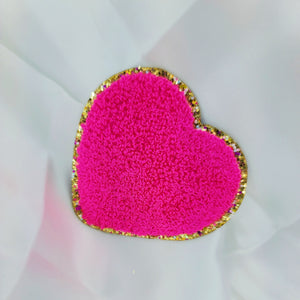 
            
                Load image into Gallery viewer, Heart Chenille + Gold Rims (3M Sticker and Iron On)
            
        