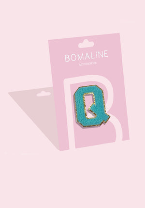 
            
                Load image into Gallery viewer, Large Gold Glitter &amp;amp; Turquoise Chenille Varsity Patch
            
        