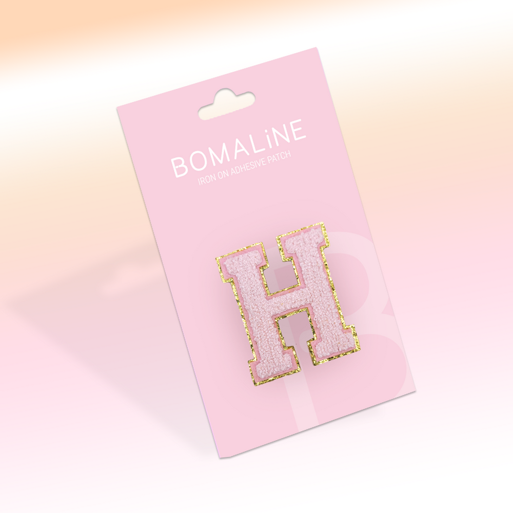 Mini Gold Glitter & Pink Chenille Varsity Patch (2.2'')