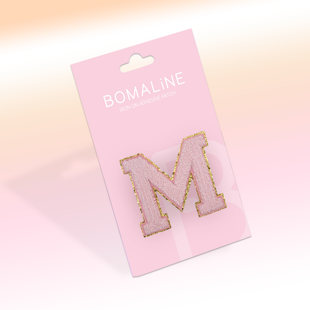 Mini Gold Glitter & Pink Chenille Varsity Patch (2.2'')
